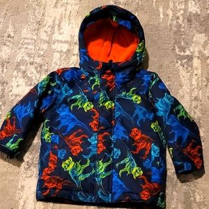 Dino print puffer coat